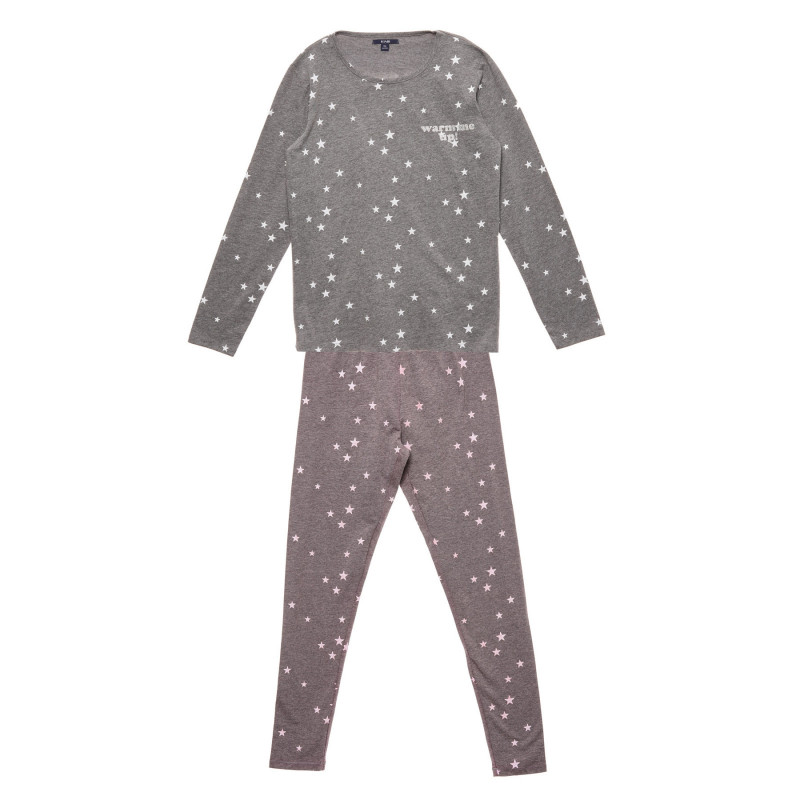 Pijamale cu imprimeu stele gri și roz  215540