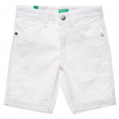 Pantaloni scurți din bumbac, albi Benetton 215680 
