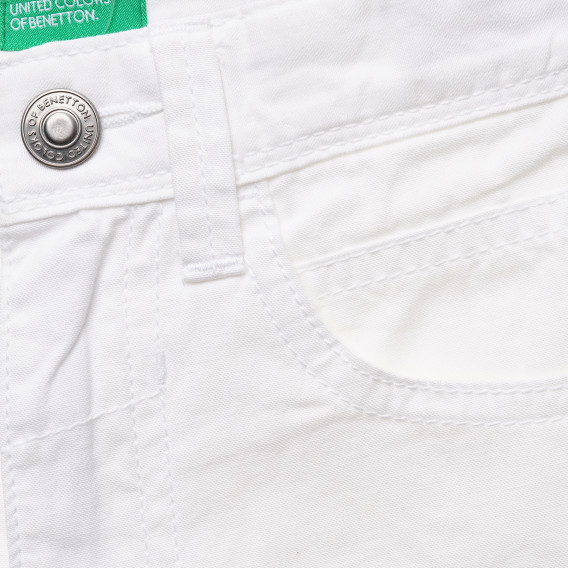 Pantaloni scurți din bumbac, albi Benetton 215681 2