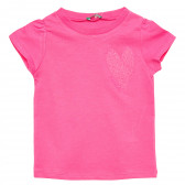Tricou din bumbac cu inimă, roz Benetton 215703 