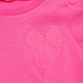 Tricou din bumbac cu inimă, roz Benetton 215704 2