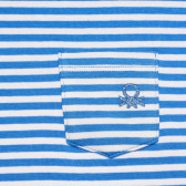 Bluză din bumbac cu mâneci scurte și sigla mărcii, alb și albastru Benetton 215768 2