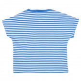 Bluză din bumbac cu mâneci scurte și sigla mărcii, alb și albastru Benetton 215770 4