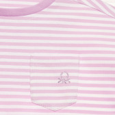 Bluză din bumbac cu mâneci scurte și sigla mărcii, alb și violet Benetton 215772 2