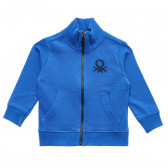 Hanorac din bumbac cu logo brodat pentru băieței, albastru Benetton 215775 