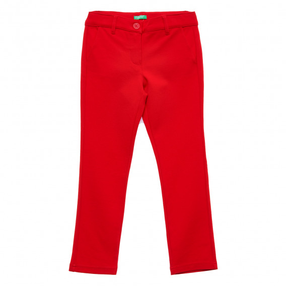 Pantaloni elastici cu buzunare decorative, roșii Benetton 215791 