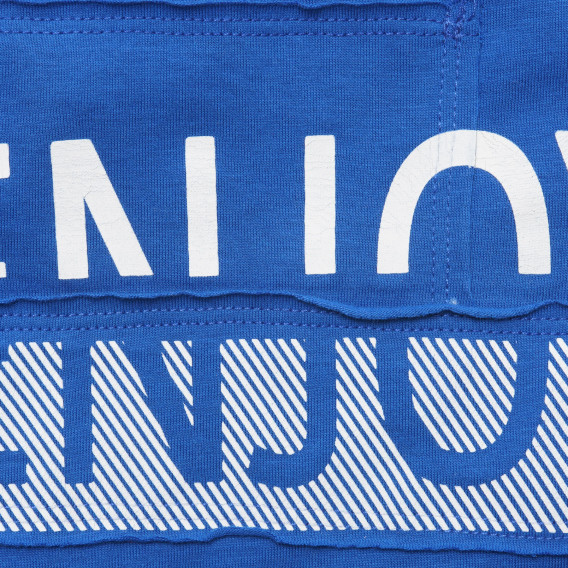 Bluză din bumbac cu mâneci lungi și inscripția Enjoyed, albastră Benetton 215804 2