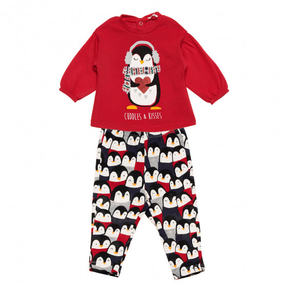 Pijamale din bumbac din două piese pentru bebeluși, multicolore Benetton 215818 