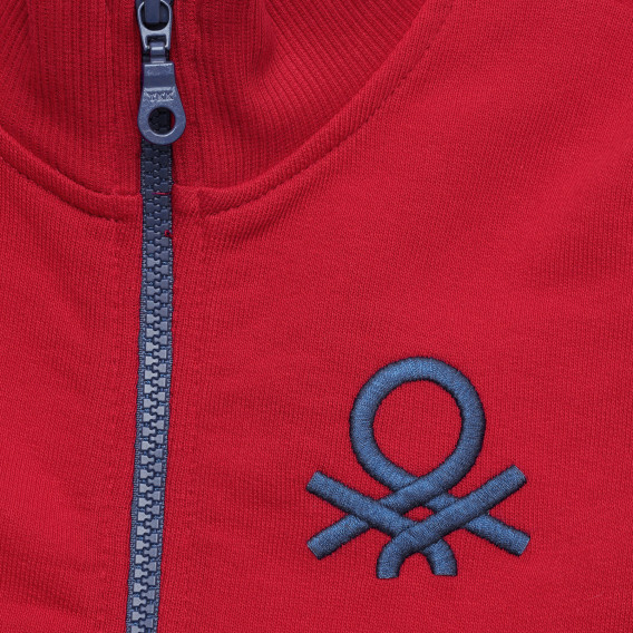 Hanorac din bumbac cu logo brodat pentru bebeluși, roșu Benetton 215925 2