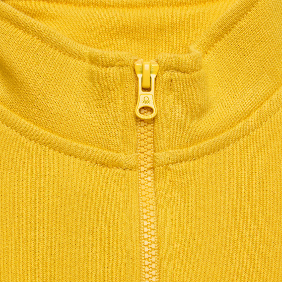 Hanorac din bumbac cu logo inscripționat, pentru bebeluși, galben Benetton 215970 2