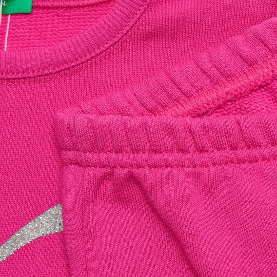 Set de bluză din bumbac cu mâneci lungi și pantaloni, roz Benetton 215982 5