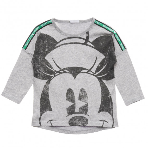 Bluză din bumbac cu Mickey Mouse, gri Benetton 215995 