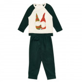 Pijamale polare în alb și verde pentru bebeluși Benetton 216008 