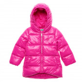 Geacă de iarnă cu glugă pentru fetițe, roz Benetton 216063 