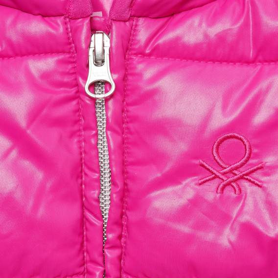 Geacă de iarnă cu glugă pentru fetițe, roz Benetton 216064 2