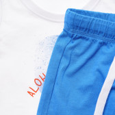Set de pantaloni scurți și bluză din bumbac, alb și albastru Benetton 216082 5