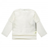 Bluză din bumbac cu mâneci lungi și inscripție, albă Benetton 216090 4