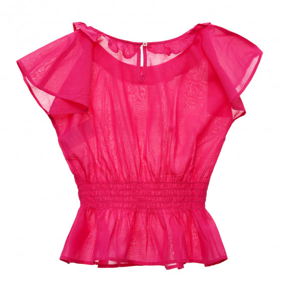 Bluză cu mâneci scurte și talie elastică, roz Benetton 216114 4