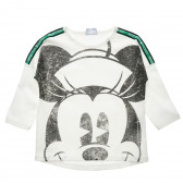 Bluză din bumbac cu Mickey Mouse, albă Benetton 216115 