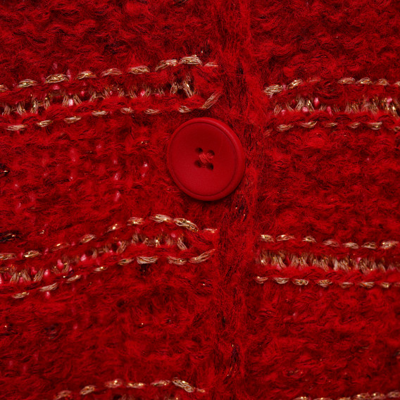 Cardigan tricotat cu fire aurii, roșu Benetton 216132 2
