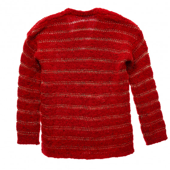 Cardigan tricotat cu fire aurii, roșu Benetton 216134 4