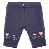 Pantaloni pentru copii cu aplicații și broderie, albastru închis Chicco 216261 