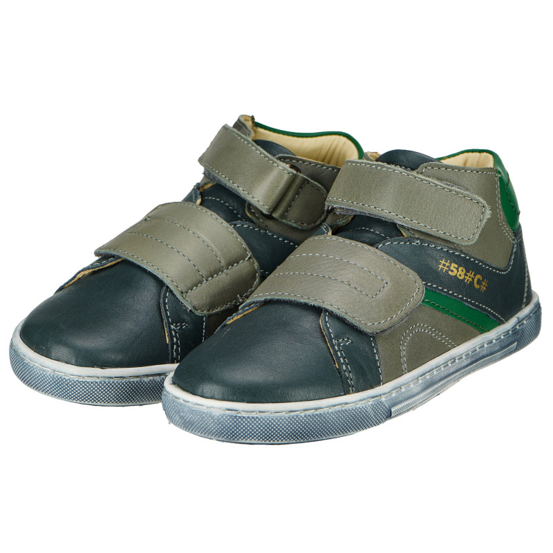 Pantofi din piele pentru băieți, cu detalii verzi  216330