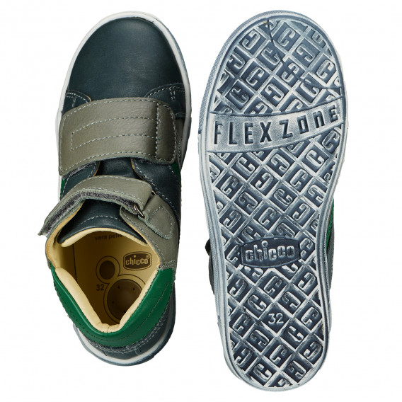 Pantofi din piele pentru băieți, cu detalii verzi Chicco 216332 3