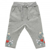 Pantaloni gri din bumbac, cu broderie florală, pentru fetițe Name it 216365 2