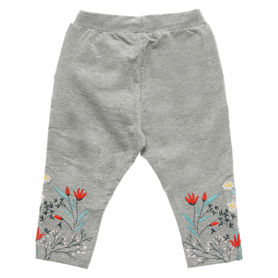 Pantaloni gri din bumbac, cu broderie florală, pentru fetițe Name it 216368 5