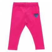 Pantaloni de bumbac de culoare roz, cu aplicație inimă Chicco 216373 