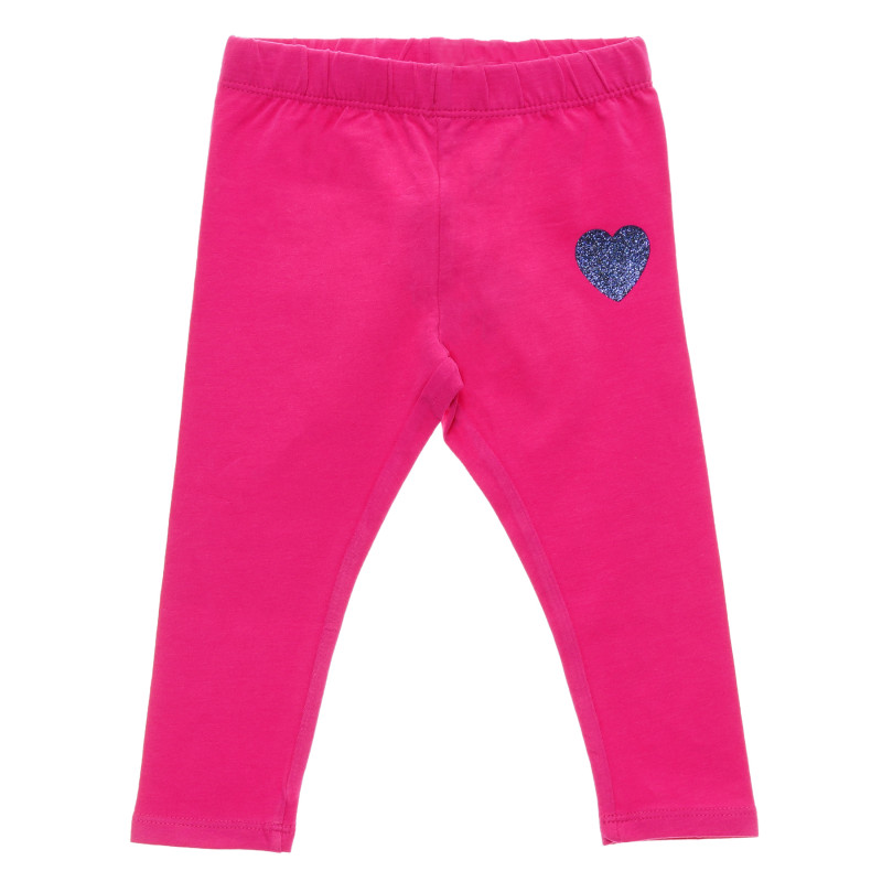 Pantaloni de bumbac de culoare roz, cu aplicație inimă  216373