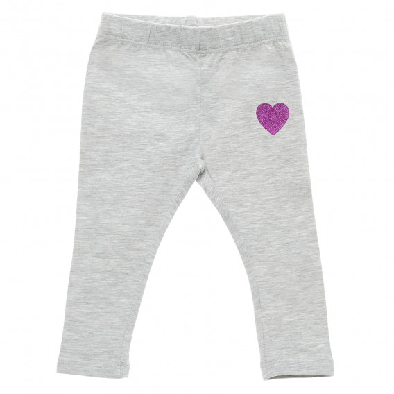 Pantaloni de bumbac de culoare gri, cu aplicație inimă Chicco 216377 