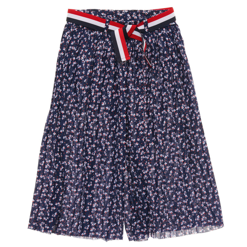 Pantaloni largi pentru fete, albastru închis cu imprimeu floral  216595