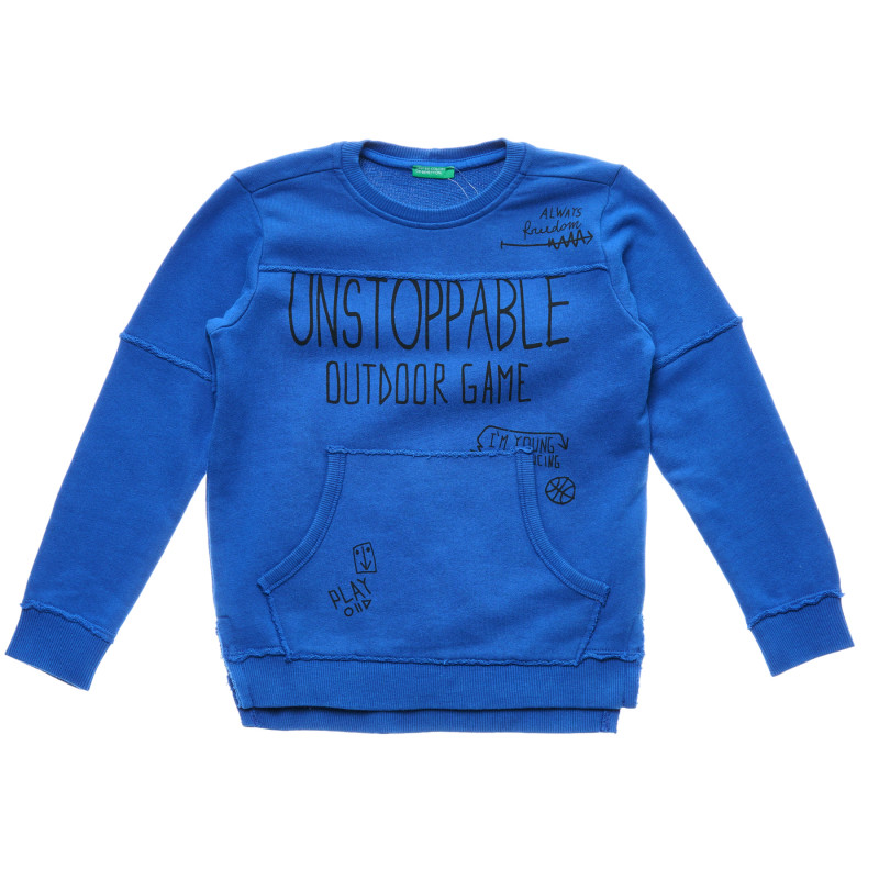 Bluza cu inscripția UNSTOPABLE OUTDOOR GAME, albastră  216639