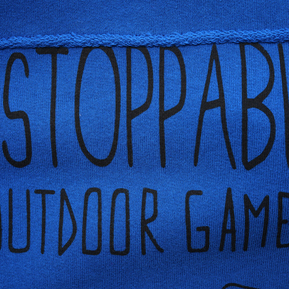 Bluza cu inscripția UNSTOPABLE OUTDOOR GAME, albastră Benetton 216640 2
