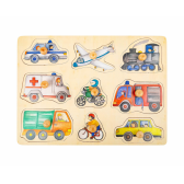 Puzzle vehicul din lemn din 9 piese Small Foot 216894 
