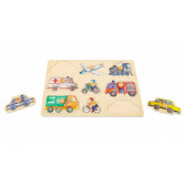 Puzzle vehicul din lemn din 9 piese Small Foot 216895 2