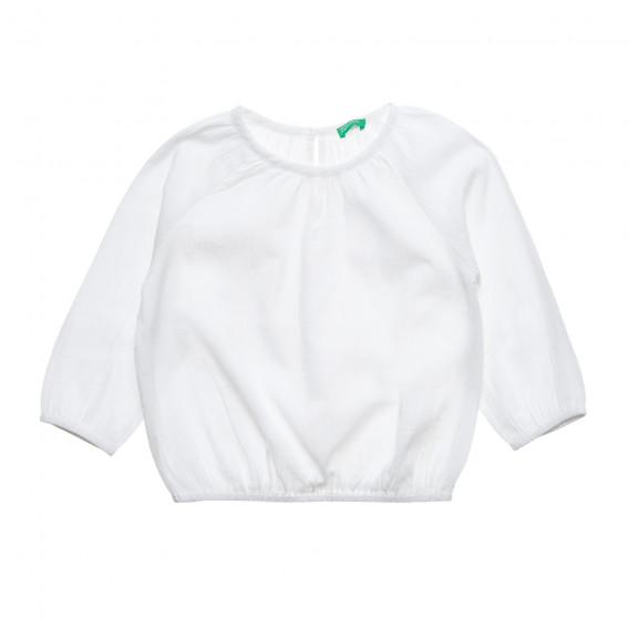 Bluză albă din bumbac cu mâneci lungi, pentru fete Benetton 216904 