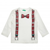 Bluză albă cu bretele decorative și papion pentru bebeluși Benetton 216912 