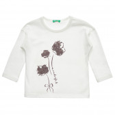Bluză albă din bumbac cu motive florale pentru bebeluși Benetton 216920 