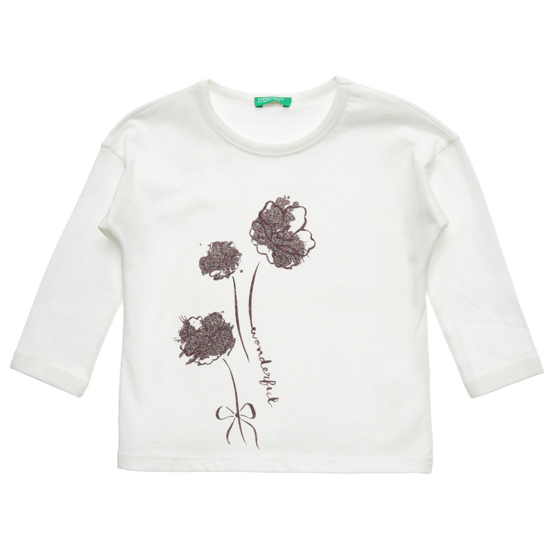 Bluză albă din bumbac cu motive florale pentru bebeluși  216920