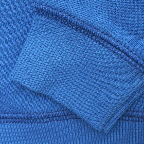 Bluză din bumbac cu mâneci lungi și inscripție, în albastru Benetton 217014 3