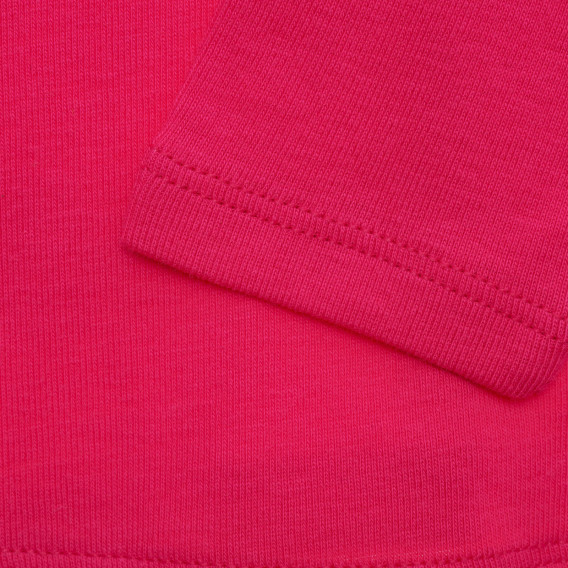 Bluză roz din bumbac cu mâneci lungi, cu inscripția mărcii Benetton 217018 3