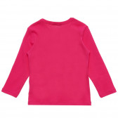Bluză roz din bumbac cu mâneci lungi, cu inscripția mărcii Benetton 217019 4