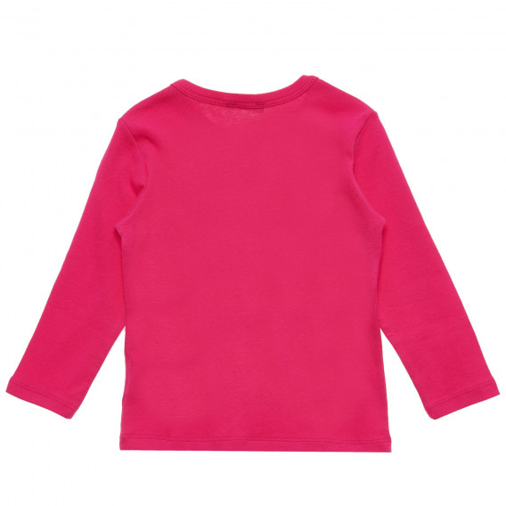 Bluză roz din bumbac cu mâneci lungi, cu inscripția mărcii Benetton 217019 4