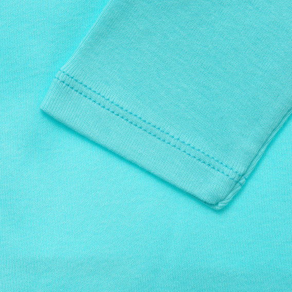Bluză din bumbac cu mâneci lungi și inscripție a mărcii în culoarea mentă Benetton 217038 3