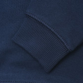 Bluză din bumbac cu mâneci lungi și inscripție, albastru închis Benetton 217046 3