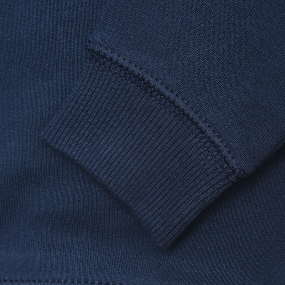 Bluză din bumbac cu mâneci lungi și inscripție, albastru închis Benetton 217046 3