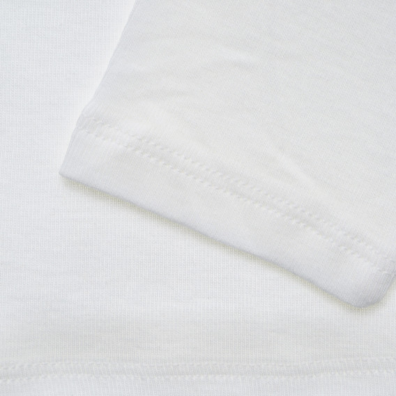 Bluză albă din bumbac cu mâneci lungi, cu inscripția mărcii Benetton 217054 3